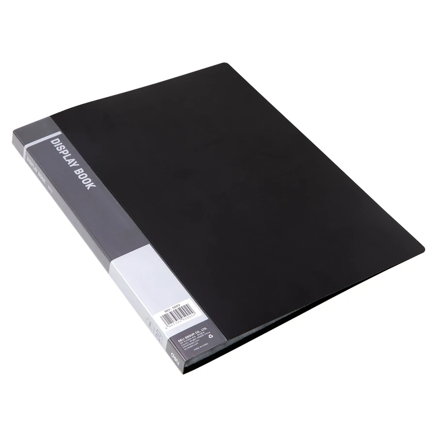 Deli 20-Pocket Clear Sheet Display Book | A4 Document Presentation Folder | Blue, Black & Green | E5002