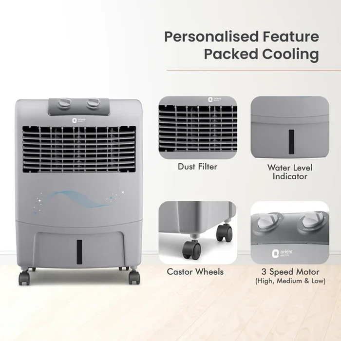 Orient Smartcool DX 24L Personal Air Cooler | 140W High-Performance DensiNest Honeycomb Evaporative Blower | 1300 Cu.m./hr Air Delivery 3-Speed Control | CP2302H