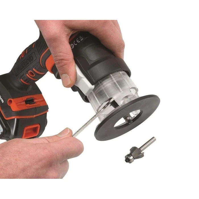 BLACK+DECKER Multievo 18V Fixed-Base Wood Router Attachment Head with Dust Extraction Port & Spindle Lock | MTRT8-XJ