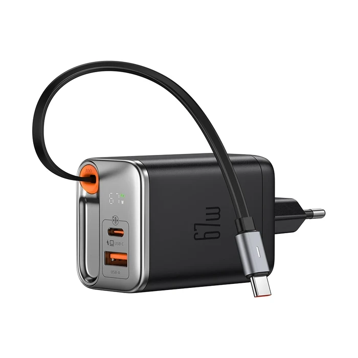 MCDODO 67W GaN Fast Charger | 65cm Retractable Type-C Cable Logic | LED Real-Time Power Matrix | CH-410