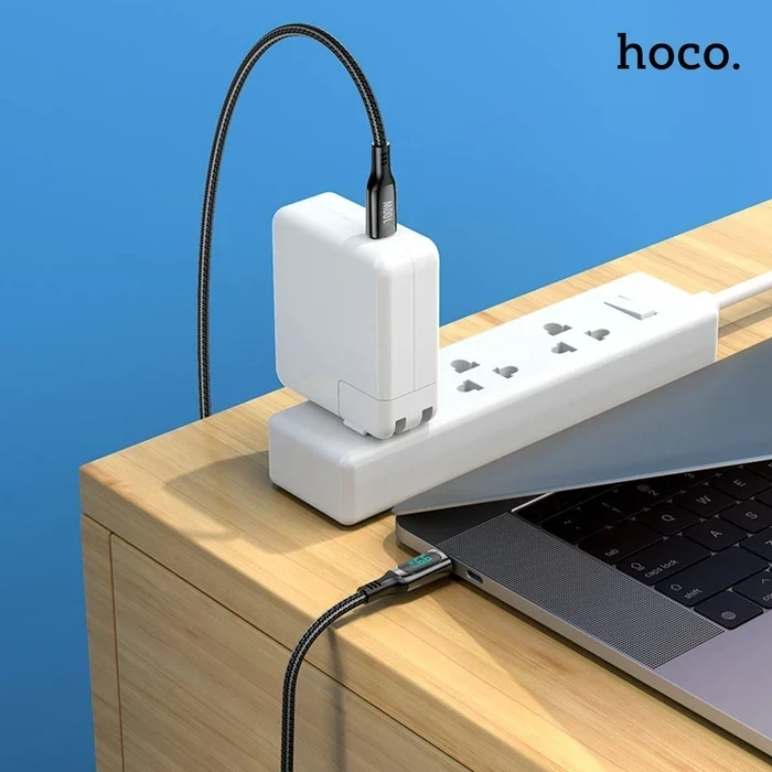 Hoco Extreme Charging Data Cable | Type-C to Type-C 100W Logic | Digital Power Display Matrix | S51