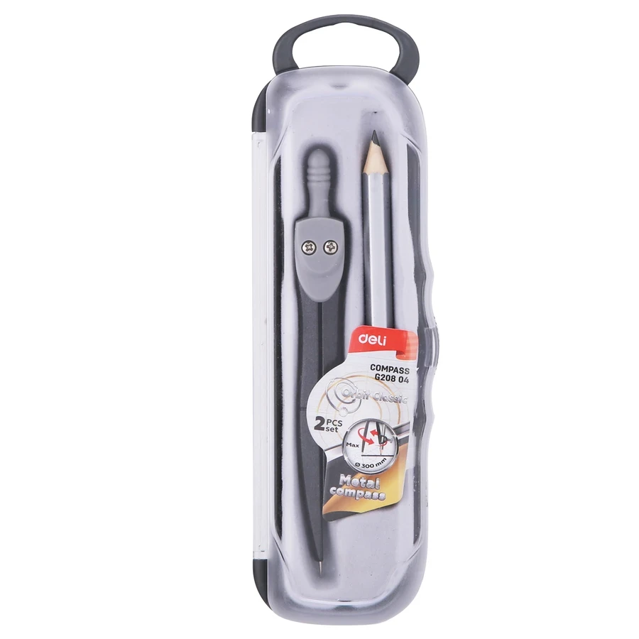 Deli Orbit Classic Stainless Steel Geometrical Compass | Includes Pencil & Storage Box | EG20804