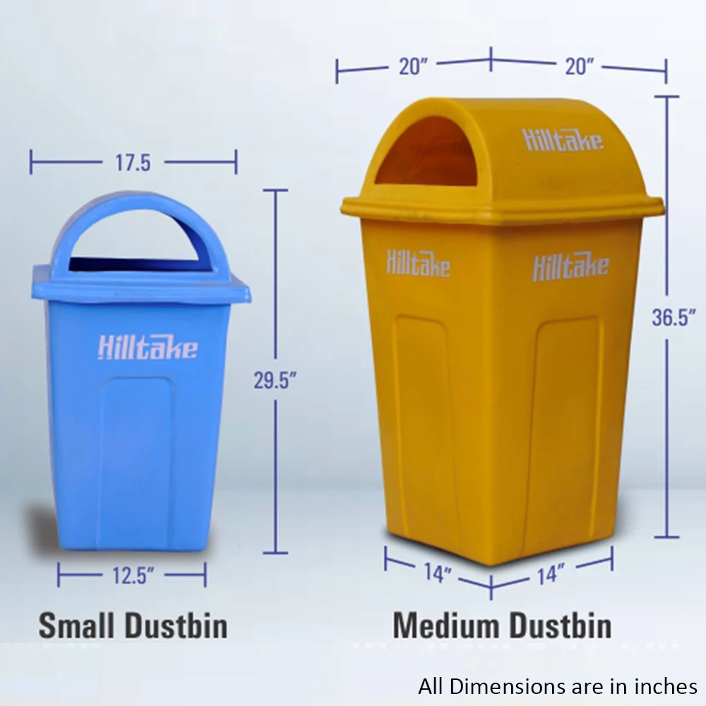 Hiltake Heavy Duty Dustbin | High-Density Polymer Matrix | Small & Medium Series | Red, Green & Yellow