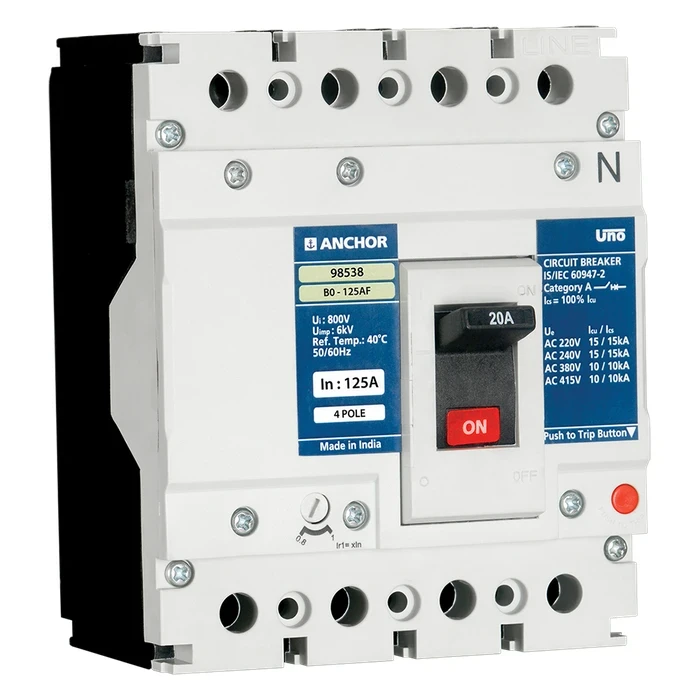 Anchor UNO B0 MCCB | 125A - 250A Range | 250AF 25kA | ATFM 3P & 4P Protection Logic
