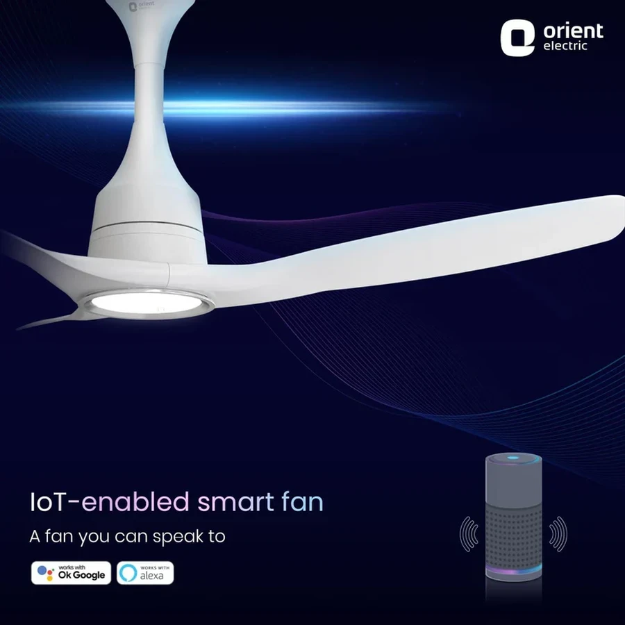 Orient Aerosense BLDC IOT UL Ceiling Fan 40 Watts | Underlight | 1200 MM Sweep | 245 CMM Air Delivery | Remote Control | Frost White