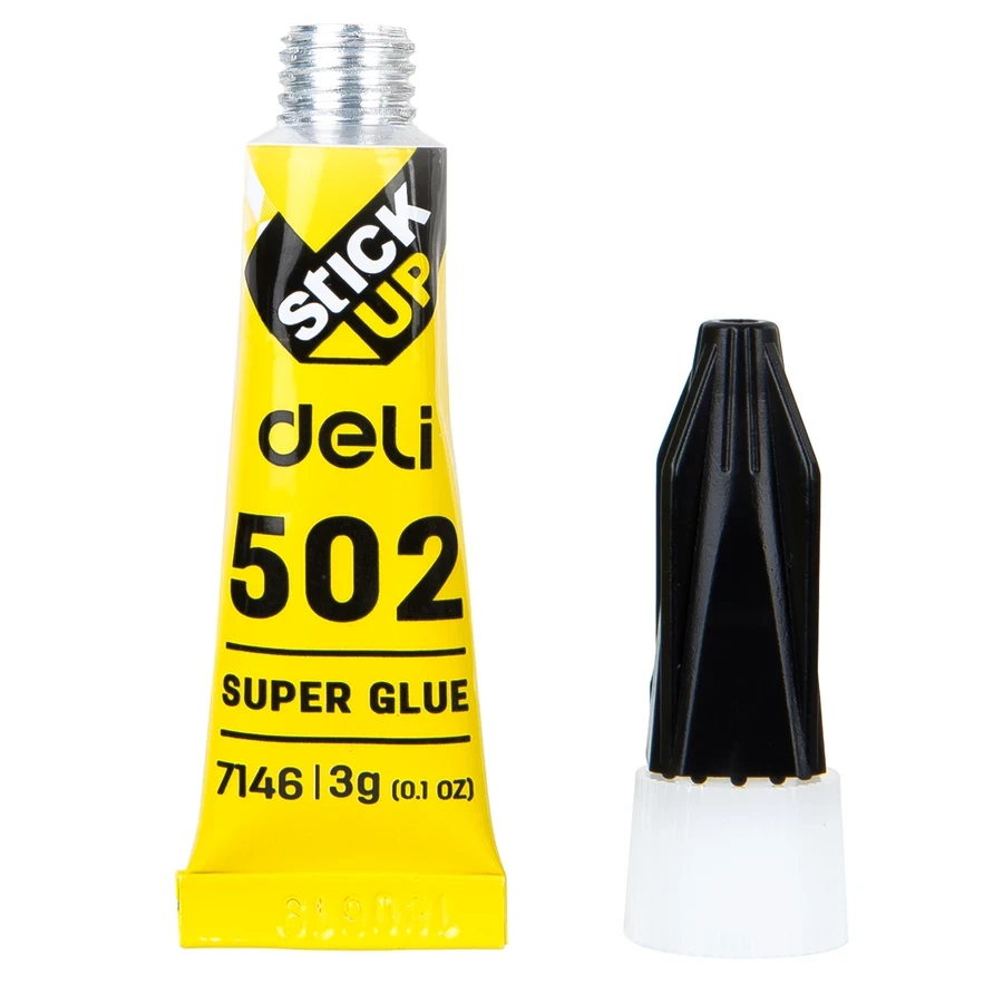 Deli Instant Dry Super Glue | 3g Cyanoacrylate Strong Multi-Surface Fast-Bonding Adhesive with Precision Aluminum Tip (Pack of 8 Pcs) | E7146