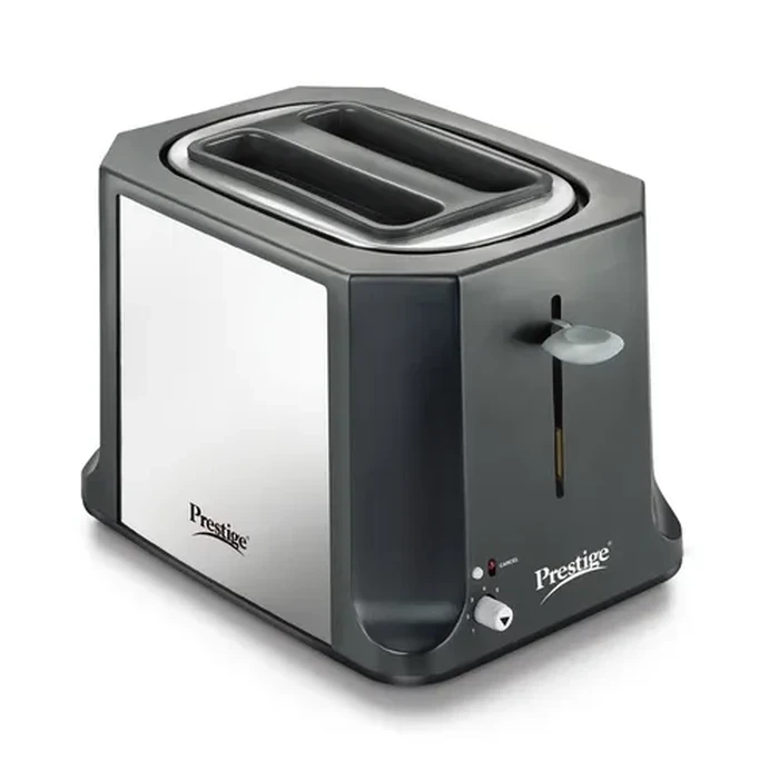 Prestige Slice 750W 2-Slice Pop-Up Toaster with Stainless Steel Finish | Compact Automatic Electric Bread Toaster - Model 41715