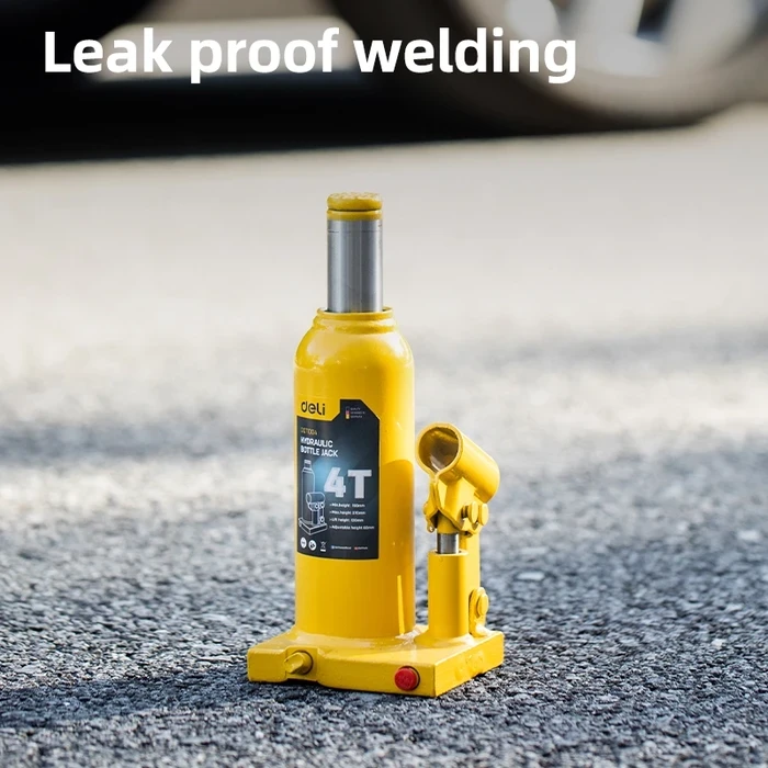 Deli Tools 4-Ton Hydraulic Bottle Jack | Heavy-Duty Welded Auto Lift with Safety Valve (190mm - 370mm) | EDQ71004