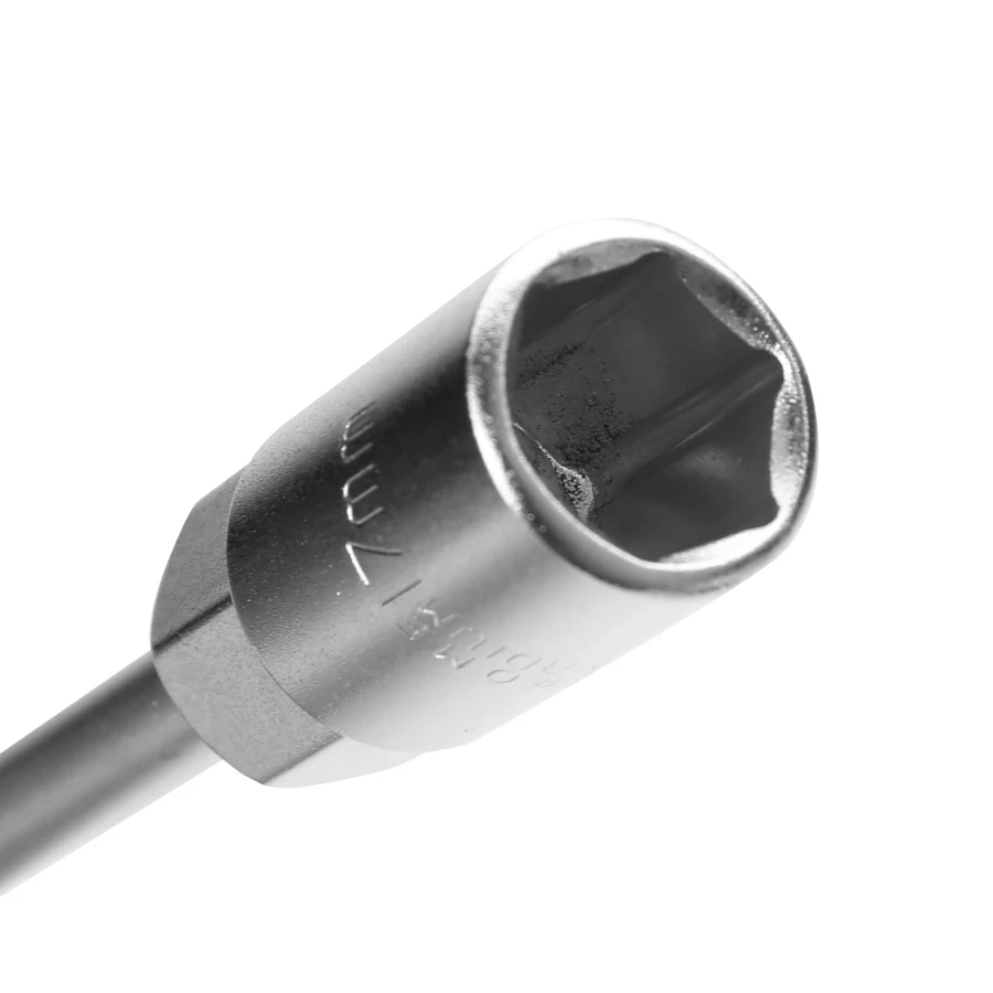 Deli 17mm T-Handle Socket Wrench | Heavy-Duty Chrome Vanadium (Cr-V) Steel 6-Point High-Leverage Deep Reach Mechanics Spanner (Silver) | EDL17