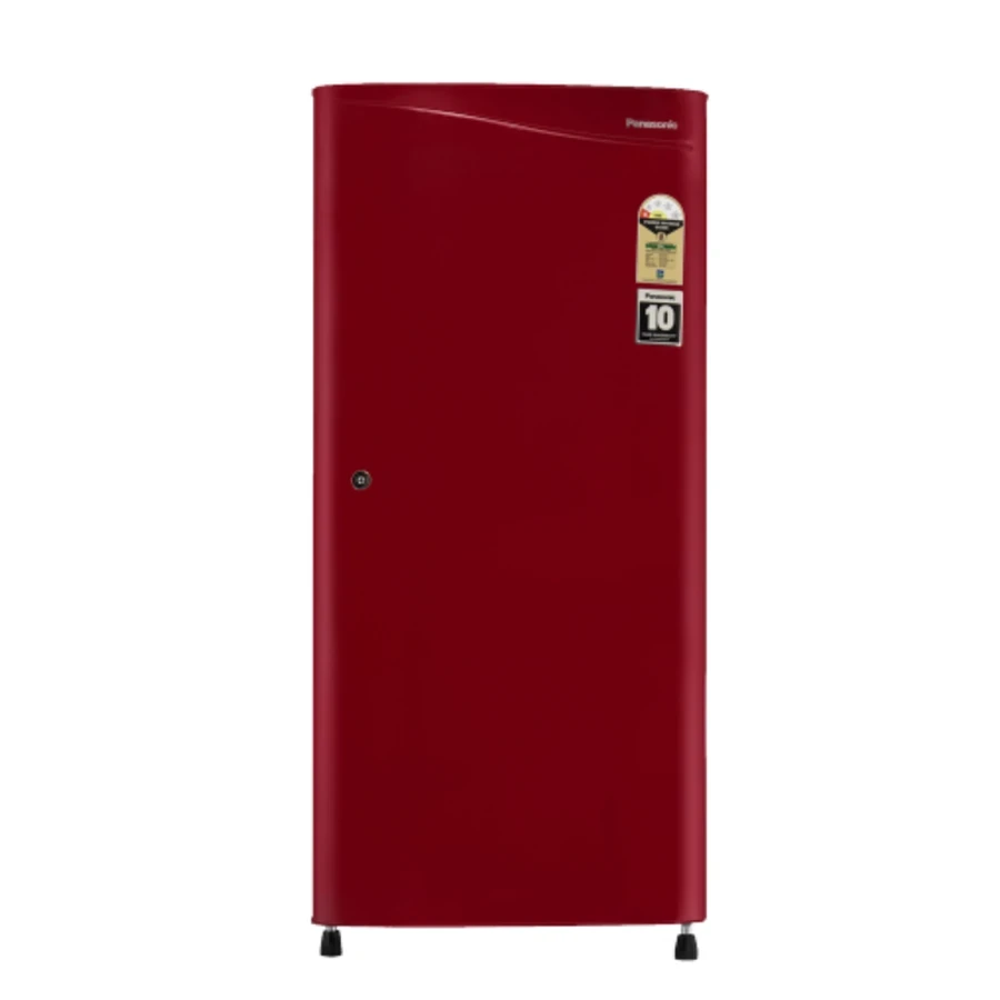Panasonic 190 Litre Single Door Direct-Cool Refrigerator | Solid Wine Red Fridge with Humidity Control, Toughened Glass & Pocket Handles | NR-A202BURX