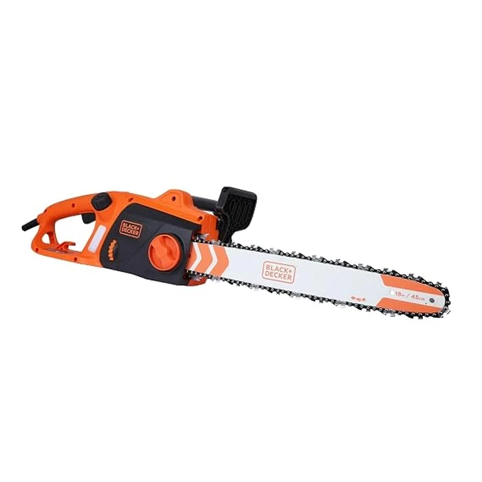 BLACK+DECKER 2200W 45cm (18") Corded Electric Chainsaw | Tool-Free Chain Tensioning & Auto-Oiling Safety Brake Log Cutter | BECS2245-IN