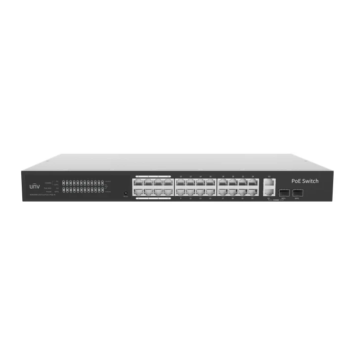 UNV 24-Port Gigabit Cloud Managed PoE Switch with 370W Power Budget, SFP & Combo Ports | NSW3000-25GT1GP1GC-POE-IN