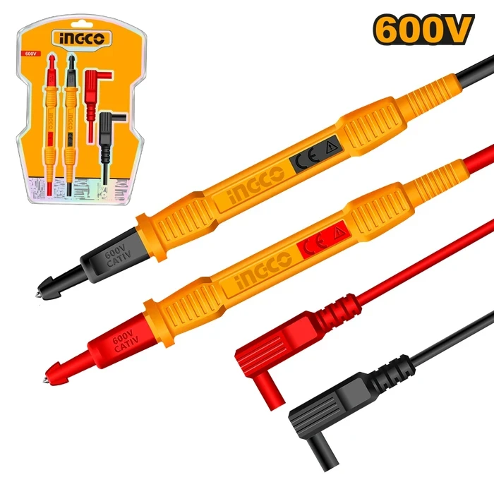 INGCO CAT III 600V Multimeter Test Lead Probe Set (80cm Cable, 130mm Probe Pen) for Digital Multimeters & Clamp Meters | HTL30851