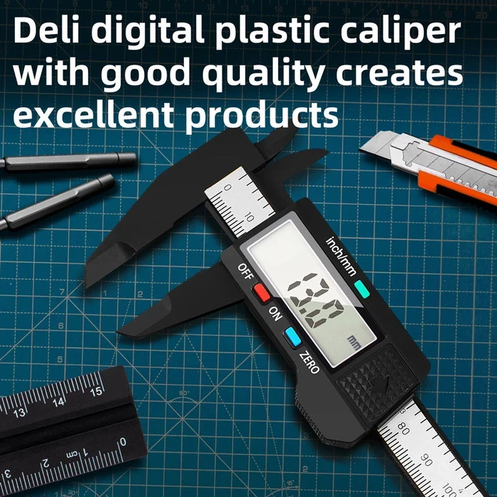 Deli Tools 150mm (6-Inch) Vernier Caliper | 4-Way Precision Measuring Tool with 0.1mm Resolution & Dual Scale | EDL90150B