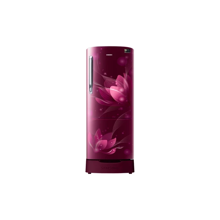 Samsung 192L RR20T282ZR8/IM Single Door Direct Cool Refrigerator | Digital Inverter 3-Star Stabilizer-Free Toughened Glass Door Alarm Blooming Saffron