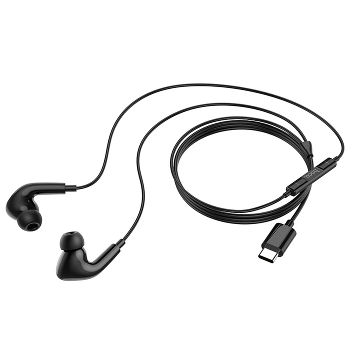 HOCO Original Series Wired Type-C Earphone with Mic | 12mm Driver | TPE High Elastic Cable | Black, White Finish | M1 Pro