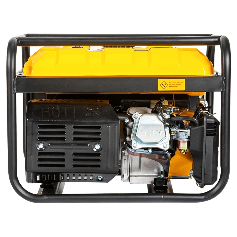 Deli 3.5kW Max (2.8kW Rated) 4-Stroke OHV Gasoline Generator | Pure Copper Wire Motor 15L Fuel Tank Air-Cooled Generator with Protective Steel Roll Cage (Yellow) | EDL-KFD35-E1