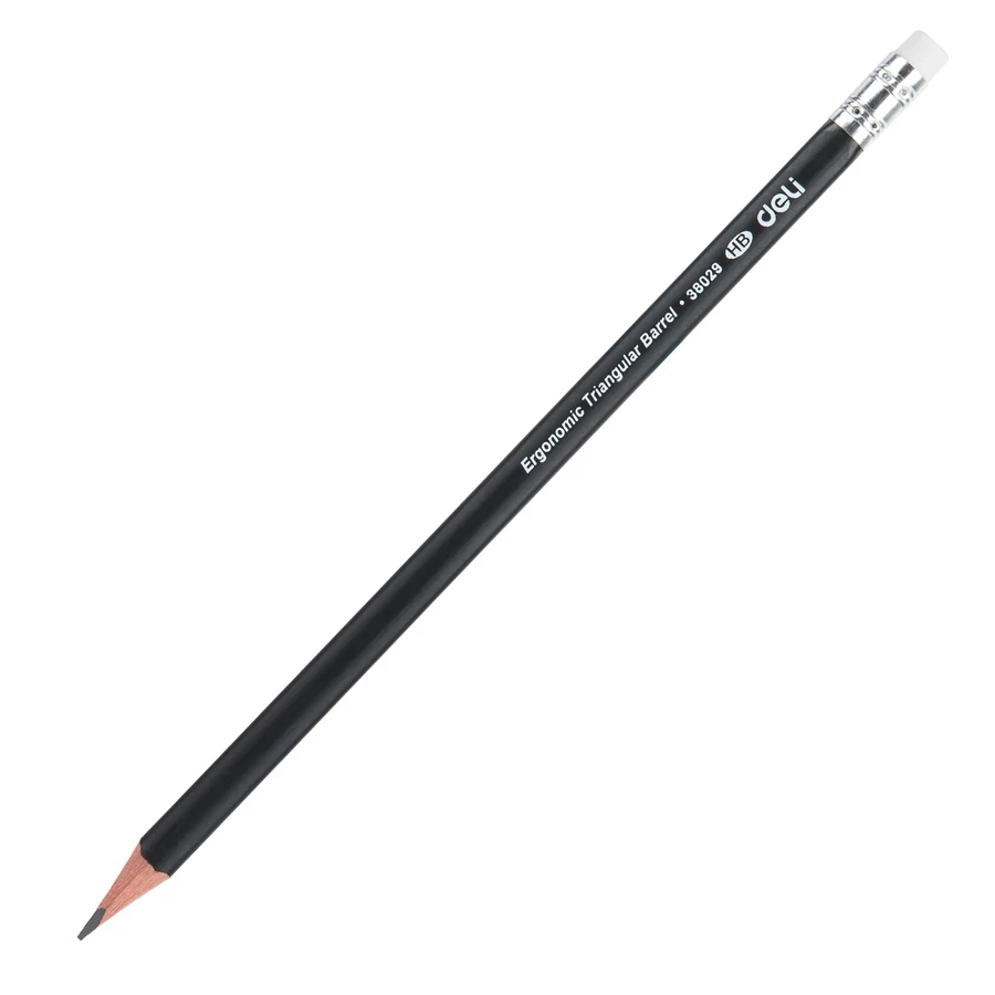 Deli 12-Pack Triangular Graphite Pencils | Break-Resistant Strong Lead | Ergonomic Grip | E38029