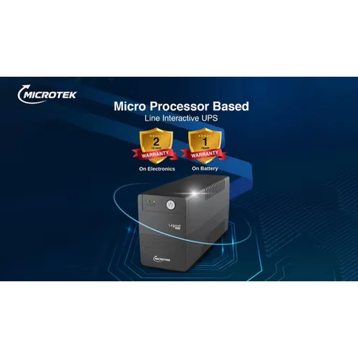 Microtek Line Interactive UPS 650VA/360W | Microprocessor Control with Boost & Buck AVR Voltage Stabilization & Auto Restart | Desktop Power Backup | Legend 650