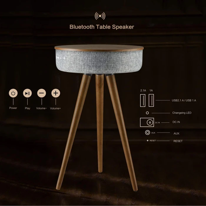 Blueman Table Teak Bluetooth Speaker | BT-Z1 Portable Logic | 360-Degree Acoustic Matrix