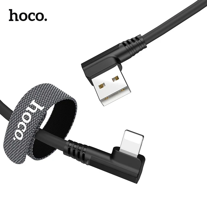 Hoco Puissant Silicone Charging Cable | Ergonomic 90-Degree Elbow Logic | 2.4A Fast-Charging Matrix | U83