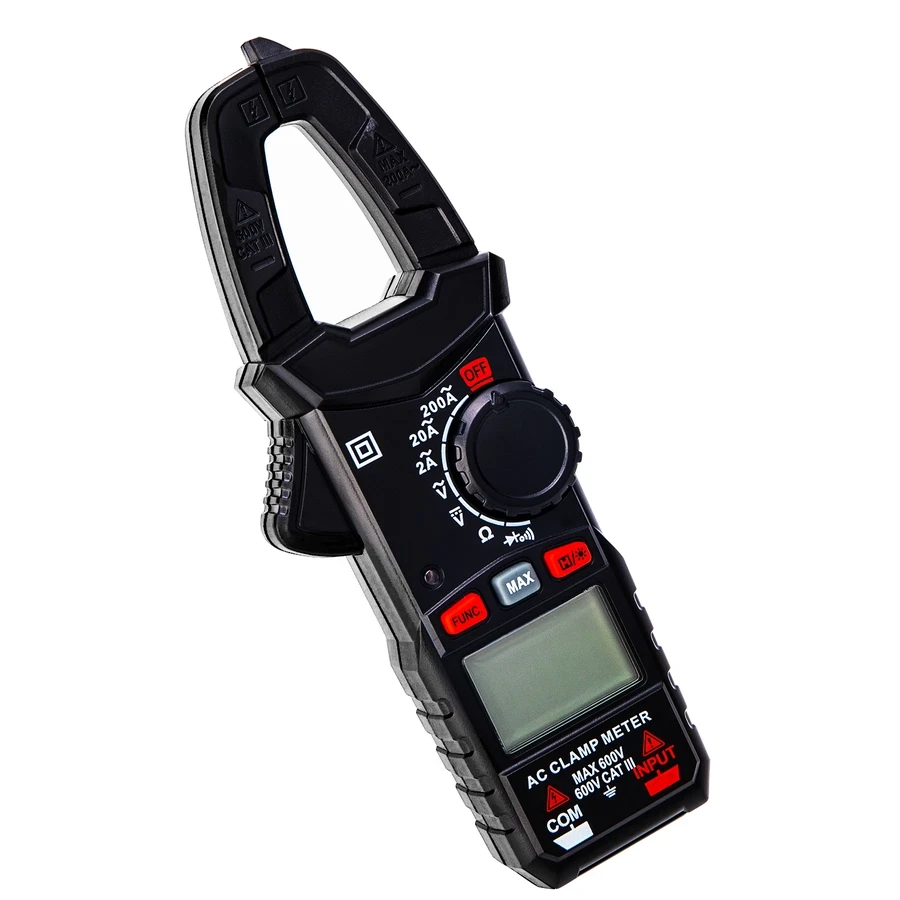 Deli Digital Clamp Multimeter 3 5/6 CAT III 600V Auto Ranging 25mm Clamp Size for AC/DC Voltage, AC Current & Resistance with Backlight & Data Hold (Red) | EDL334201