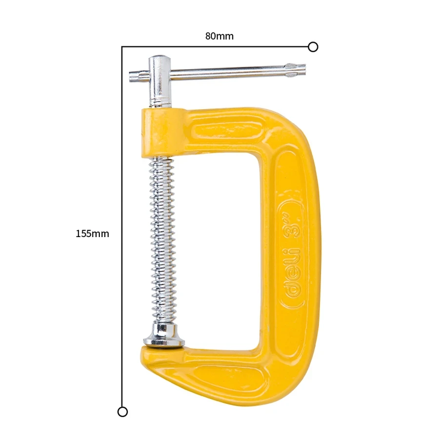Deli Compact Heavy Duty G Clamp 3" Durable Steel Frame C-Clamp for Small-Scale Gluing, Hobby Work & Temporary Fixturing | EDL-G203