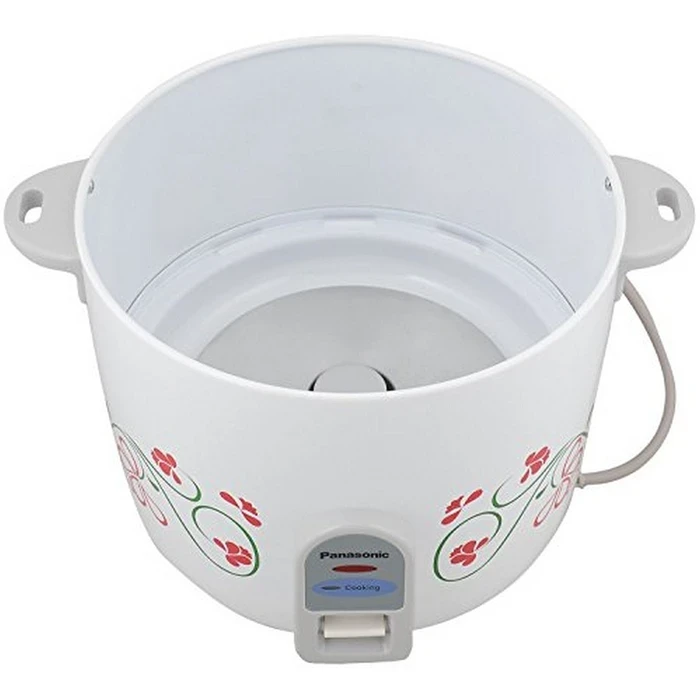 Panasonic 2.2L Automatic Drum Electric Cooker | Hard-Anodized Aluminium Pan | 660W Auto Keep Warm & Shut-Off Safety | Model SR-WA22(F) White with Floral Pattern