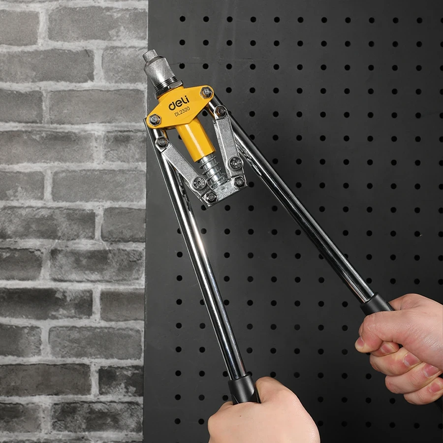 Deli 17" Professional Heavy-Duty Two-Handed Riveter | Aluminum Alloy Head & 35CrMo Steel Claws with 3.2-4.8mm Nozzles | EDL2320