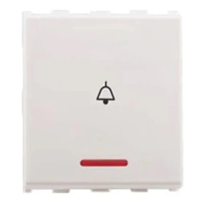 Anchor Roma 66233 10A Bell Push Switch with Indicator | 2-Module Momentary Logic | Flame Retardant Polycarbonate | Premium Series