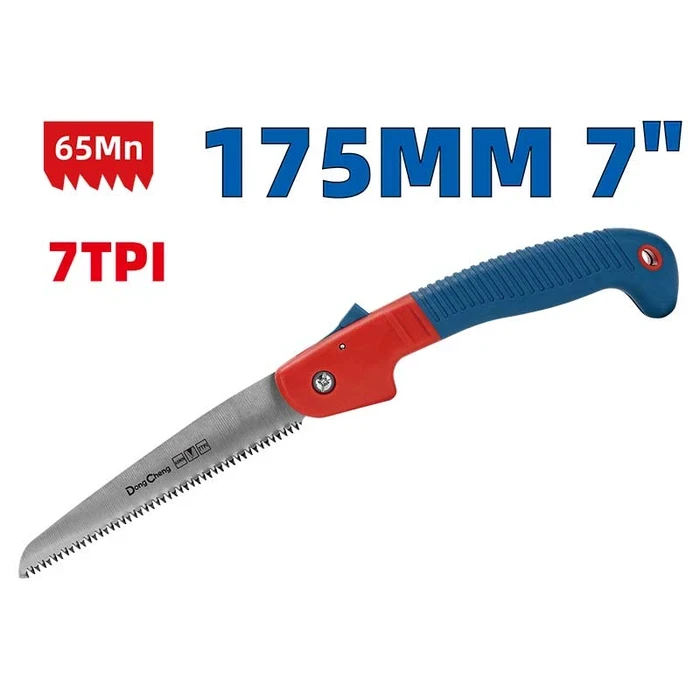 Dongcheng DG 175mm (7") Professional Folding Saw | 65Mn Spring Steel 7 TPI Triple-Edge Precision Ground Fast-Cutting Blade | DG Series