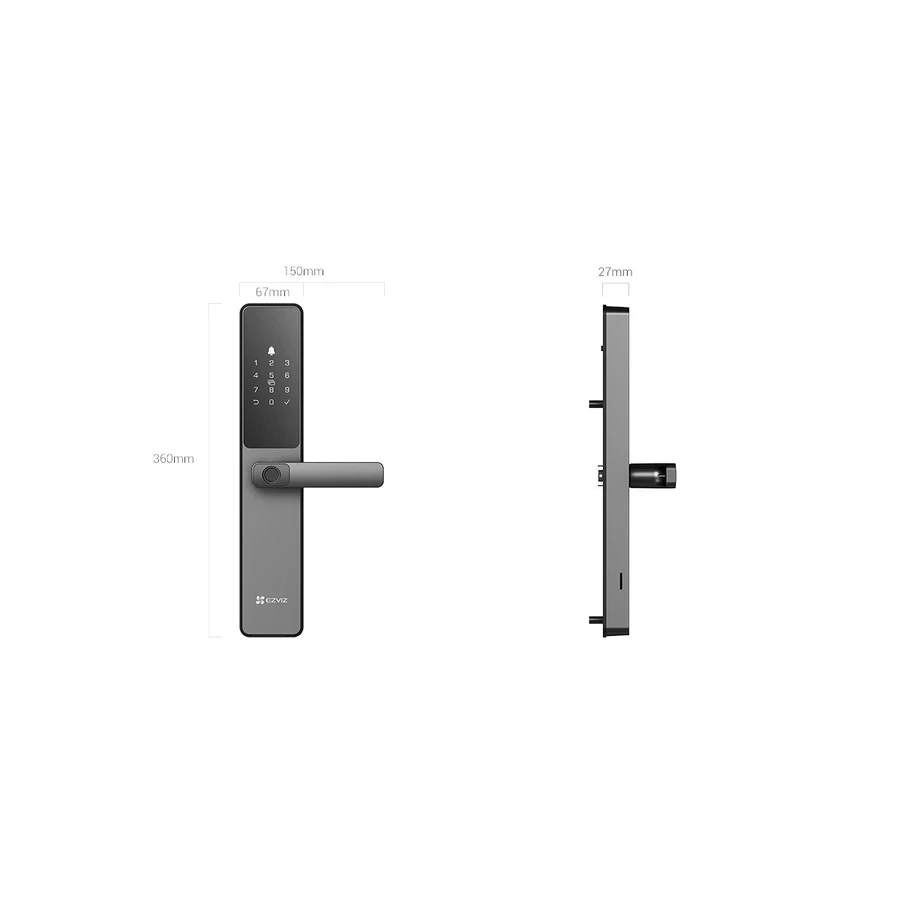 EZVIZ DL05 Smart Fingerprint Wi-Fi Door Lock (7-in-1 Keyless Entry, Aluminum Alloy, Metallic Grey) | CS-DL05-R100-WBCP-GR