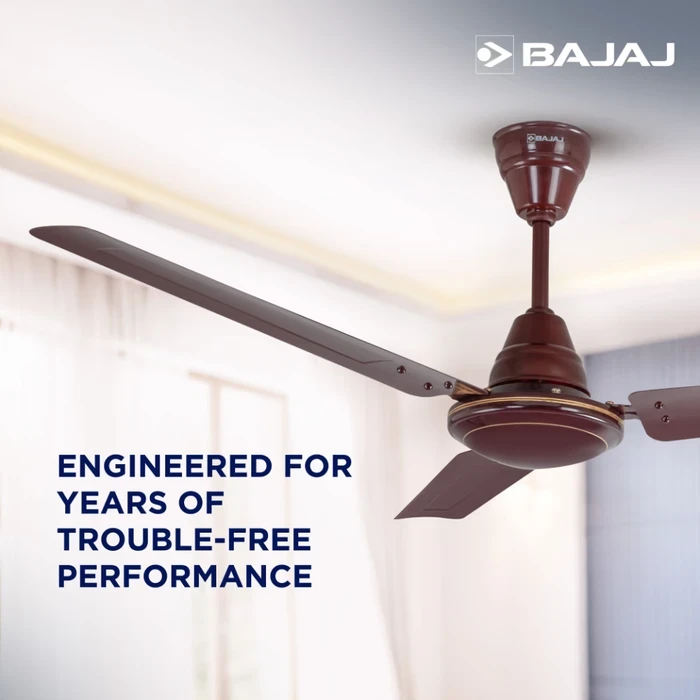 Bajaj Chetak Neo 1200mm (48") High-Speed Ceiling Fan | 52W Energy-Saver Alloy Motor with Double Ball Bearing & Rust-Proof Blades - Dark Brown | Model 251565EE