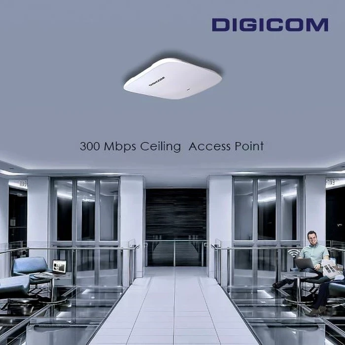 Digicom DG-CAP930Q 300 Mbps High Power Ceiling Access Point | Internal High Gain Antenna Logic | Seamless Enterprise Networking System | 300 Mbps