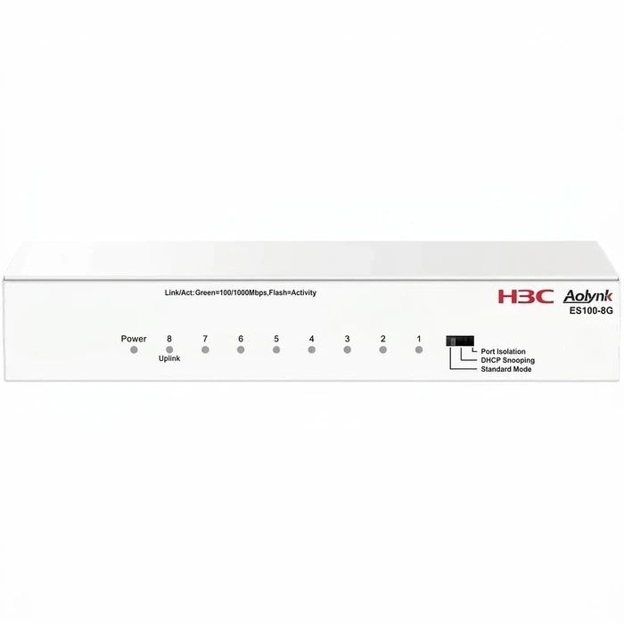 H3C ES100-8G 8-Port Gigabit Unmanaged Desktop Switch | 16Gbps Switching Capacity 8K MAC 6kV Lightning Protection & Port Isolation | H3C Series - ES100-8G