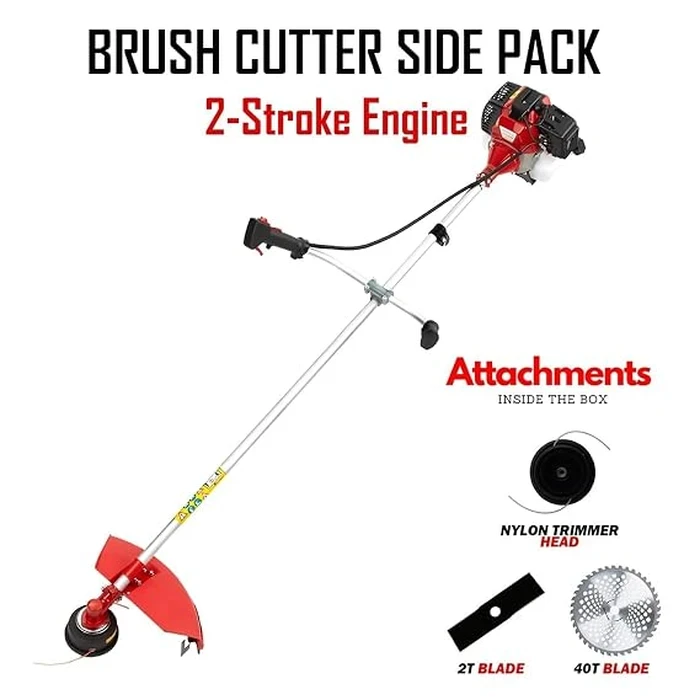 Shiva 52cc 2 HP Petrol Grass & Brush Cutter | 2-Stroke Multi-Functional Crop Harvester & Paddy Cutting Machine with Recoil Start & 750ml Fuel Tank
