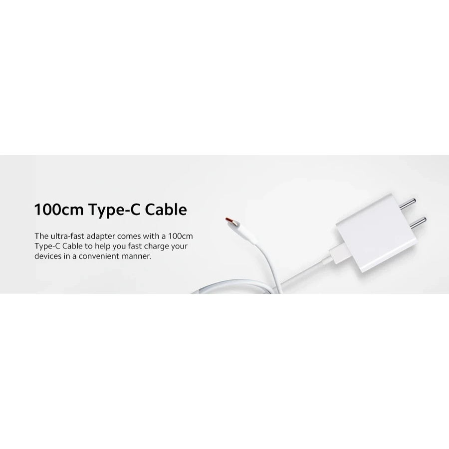Mi 33W Sonic Charger 2.0 Combo MDY-11-EL - Fast Charging Adapter with 100cm Type C Cable, Safety Protection (White)