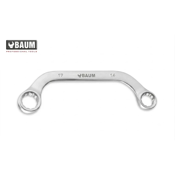 Baum Chrome Vanadium Steel Hardened & Tempered Elliptical Pattern Dual End 12-Point Bi-Hex Half Moon Obstruction Ring Spanner Art-65
