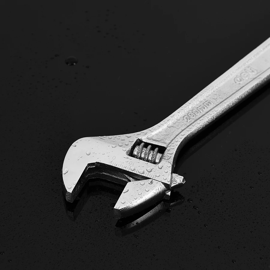 Deli 8" (200mm) Professional Adjustable Spanner Wrench | Drop-Forged Carbon Steel with Laser-Etched Metric Scale & Chrome Plating (Silver) | EDL008A