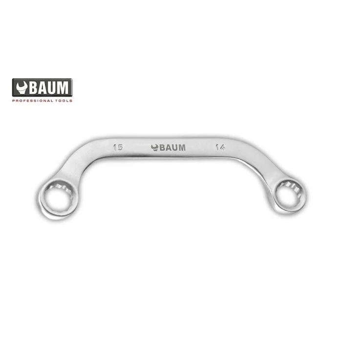 Baum Chrome Vanadium Steel Hardened & Tempered Elliptical Pattern Dual End 12-Point Bi-Hex Half Moon Obstruction Ring Spanner Art-65