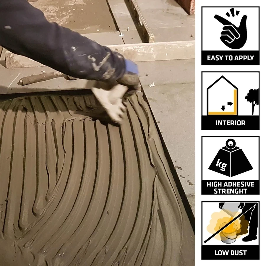 Sika Ceram Tilofix | High Strength Ceramic Tile Adhesive | Gray Cementitious Formula | Self-Curing for Inside Use | Available in 20 Kg Pail and 40 Kg Bag