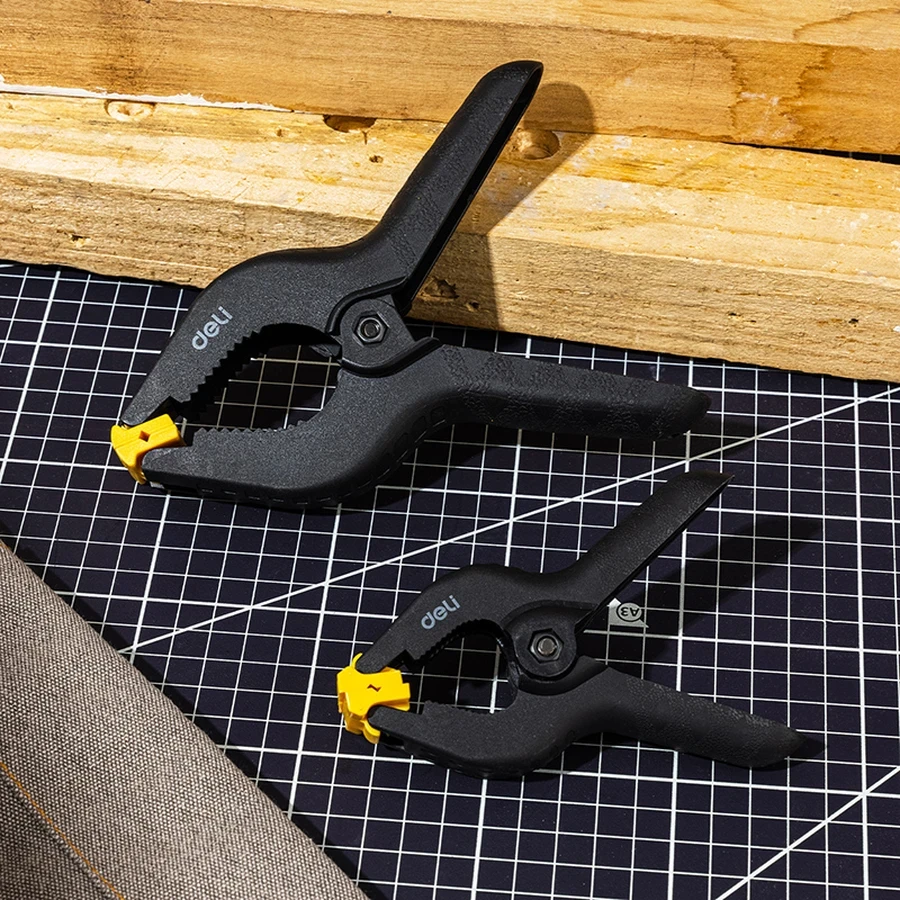 Deli 6" Professional Heavy-Duty Nylon Spring Clamp | Quick-Release 50mm Capacity Hand Clamp with High-Tension Spring & Ergonomic Grip | EDL110006-2S