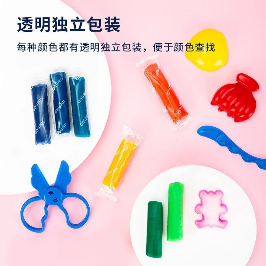 Deli 24-Color Plasticine Modeling Clay Set | Non-Toxic, Non-Sticky DIY Handmade Clay with Sculpting Tools | 67825
