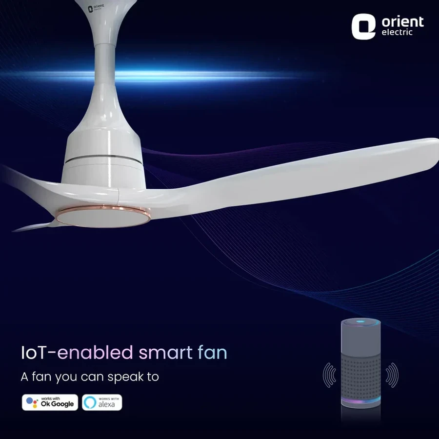 Orient Aerosense BLDC Ceiling Fan 40 Watts | 5-Star Rated | 1200 MM Sweep | 245 CCM Airflow | Remote Control | White