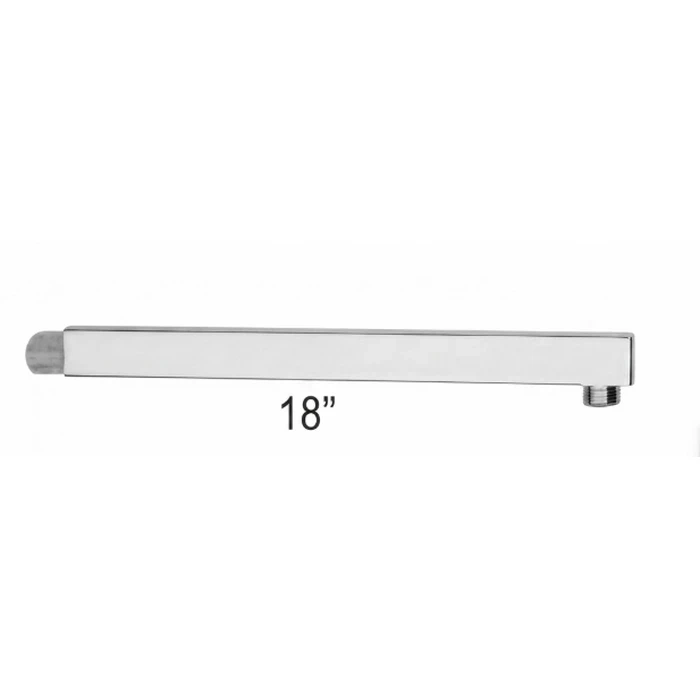 Toyo SS-202 Square Wall-Mounted Shower Arm (15" & 18" Variants) | Polished Chrome Finish | Overhead Rain Shower Pipe Fitting | TOYO-80815, TOYO-80818