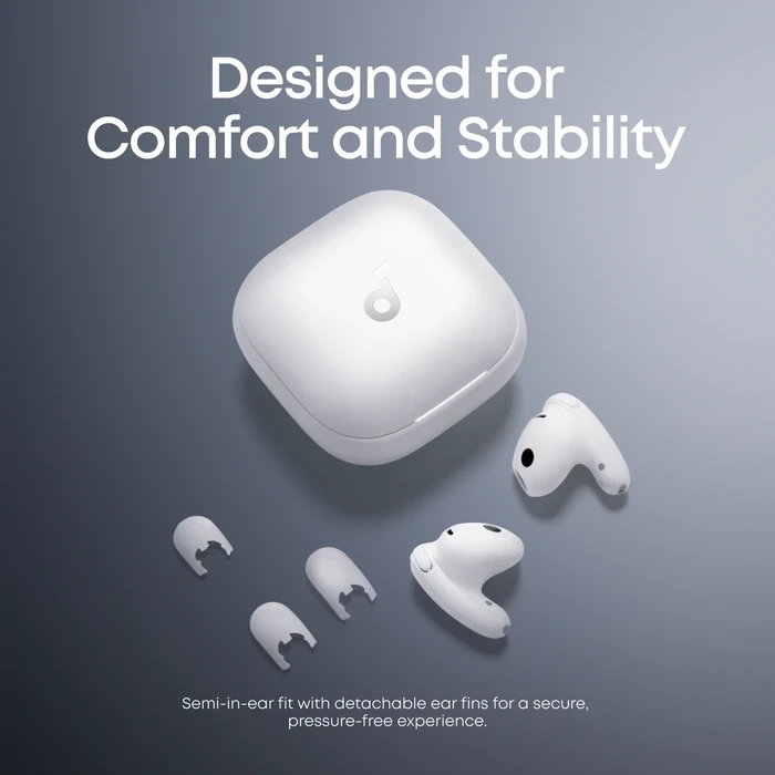 Anker Soundcore Liberty Buds Semi-In-Ear TWS Earbuds | Adaptive ANC, Real-Time AI Translation (100+ Languages) & 3D Spatial Audio | White
