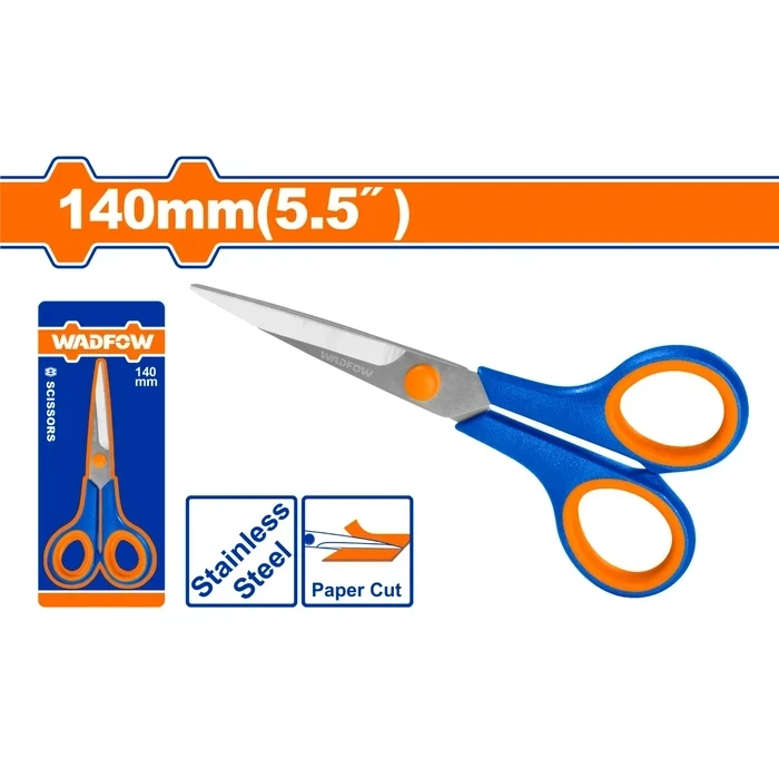 Wadfow 140mm Professional Stainless Steel Scissors | Heavy-Duty Compact Industrial Shears with 2.0mm Blade Thickness & Ergonomic Comfort Grip Handles | WSX2655