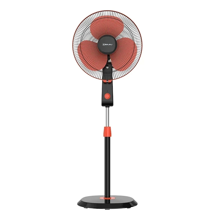 Bajaj Astor 400MM Pedestal Fan | DuraBreeze 100% Copper Motor 70 CMM SurgeProtekt 4kV Rust-Free Body Black & Red 252142