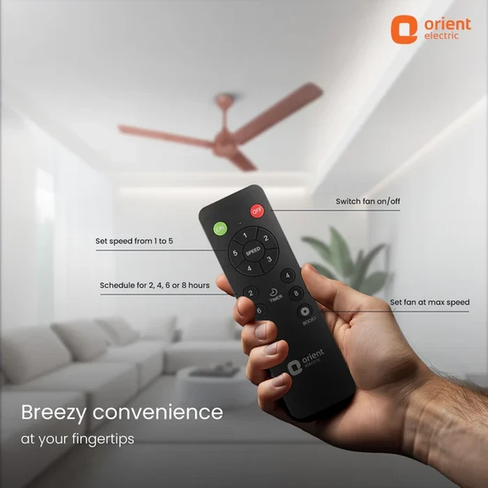 Orient Ecotech Neu 1200mm BLDC Ceiling Fan with Remote | 5-Star Energy Efficiency 32W Motor | 350 RPM High-Speed 220 CMM Air Delivery | Inverter Compatible Silent Operation