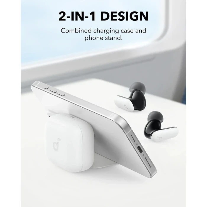 Anker Soundcore P30i True Wireless ANC Earbuds | 42dB Adaptive Noise Cancelling, 45H Playtime & 2-in-1 Phone Stand Case | US White / US Blue